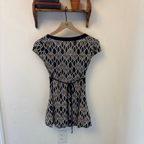 Vintage Y2K A. Byer Black V-Neck Blouse Chain Print Size Medium - Picture 6 of 7